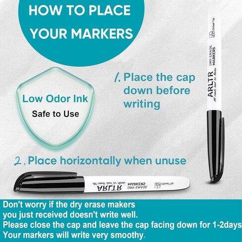 مجموعة أقلام التحديد الجافة للمسح، 108 عبوة من أقلام التحديد للسبورة البيضاء السوداء مع طرف إزميل، علامات مسح جافة منخفضة الرائحة للمدرسة والمكتب والمنزل in Kuwait