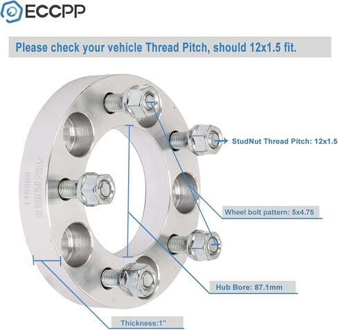 ECCPP 2X 5x4.75 إلى 5x4.75 فواصل عجلات 1 بوصة (25 مم) 5 عروة 12x1.5 مسامير مناسبة للسترة 1987-2005|لكامارو 1982-2002|لكورفيت 1984-2019|لS10 1982-2004 in Saudi Arabia