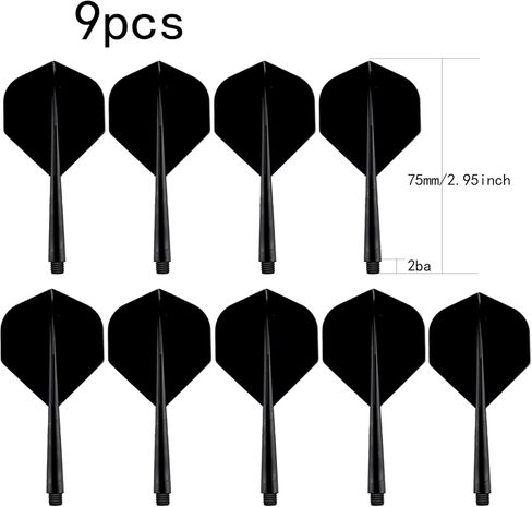 9Pcs Integrated Dart Shaft and Flights Standard 2BA Set of 9pcs Integrated Black Dart Shaft and Flights Standard Shape Anti Break in Kuwait