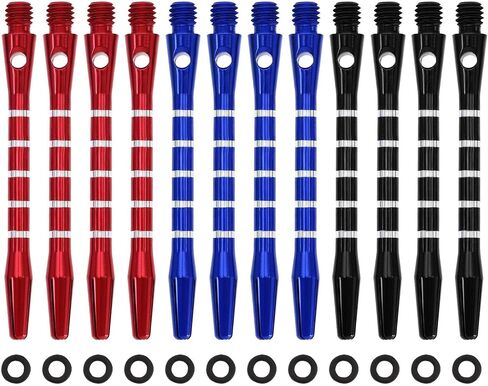 Create idea 12PCS Dart Shafts with Rubber O-Rings 48mm Standard 2BA Thread Harrow Stems Aluminum Dart Pole Rod in Black Red Blue Includes 4PCS Each Colour in Saudi Arabia