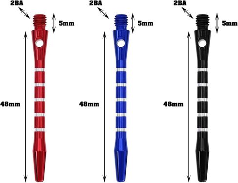 Create idea 12PCS Dart Shafts with Rubber O-Rings 48mm Standard 2BA Thread Harrow Stems Aluminum Dart Pole Rod in Black Red Blue Includes 4PCS Each Colour in Saudi Arabia