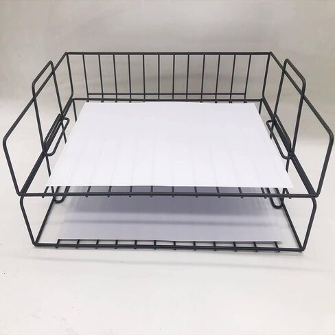 صينية رسائل قابلة للتكديس بطبقتين - منظم ملفات مكتب - رف ملفات مكتبي قابل للتكديس - منظم صينية ورق متعدد الوظائف للوازم المكتبية - منظم صينية رسائل مستندات ملفات المكتب (ذهبي وردي) (ذهبي وردي) in Kuwait