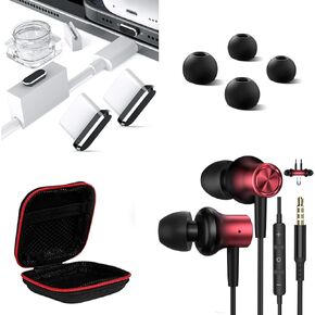 2 Pack USB C Auti Dust Plug and 3.5mm Jack Earbuds Magnetic Wired Earphone