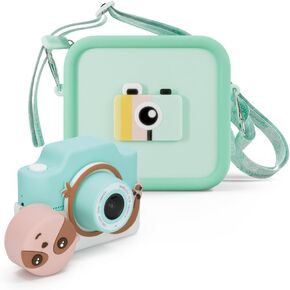 Kidamento Camera Silicone Bag Bundle - Digital Camera for Children and Camera Case - Model K Zippy The Sloth - Silicone Bag Kidamento Green