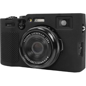 Elonbo for Fujifilm X100VI Digital Camera Silicone Case, Fujifilm X100VI Camera Soft Rubber Protective Case Soft Skin with Detachable Lens Cover, Black