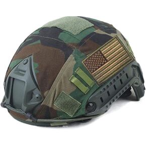 OSdream Tactical Military Helmet Covers Camouflage Cover Airsoft Paintball Shooting Helmet Accessory Only A Cover and US Flag Patch Without Helmet