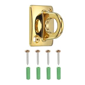 MECCANIXITY Rope Stanchion Wall Plate Hook, 6 Pack Large Loop Wall Plate Hanging Circle Hook Metal Post Queue Line Barrier Hook for Openings Movie Theaters, Gold