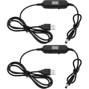 2pcs كابل الجهد القابل للتعديل USB 5V إلى 1.5 فولت 3V 4.5V 6V 7.5V 9V 12V 5.5x2