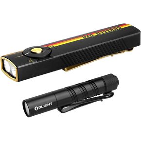 OLIGHT Arkfeld Pro Rechargeable EDC Light Bundle with I3T 2 EOS 200 Lm Compact Bright Handheld Flashlights Black
