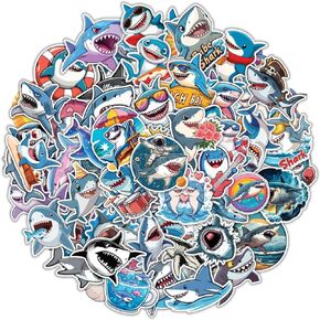 100pcs Shark Stickers - Shark Sticker Realistic Waterproof Decals for Water Bottles Laptop Luggage Computer Scrapbooking Teens Adults Girls Kids Funny Party Birthday Decorations