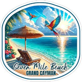 Seven Mile Beach Grand Cayman Sticker 4 Inch - Waterproof Vinyl Decal for Laptop Water Bottle Car Tumbler - Durable Aesthetic Long-Lasting Stickers for Adults ID44990