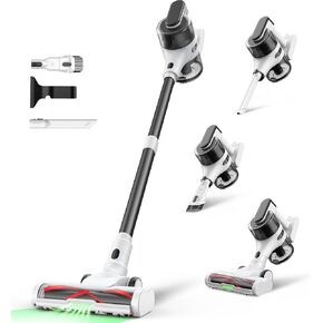 Cordless Stick Rechargeable Vacuum Cleaner, Lightweight, 55min Runtime, 20KPa Suction, Anti Tangle LED Headlight Brushless, Ideal for Carpets, Hardwood Floors, Pet Hair, and Home