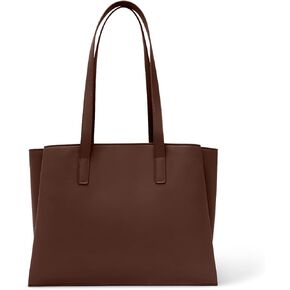 Work Tote Bags for Women 14Inch - Laptop Tote Bag with Zip Compartments - Large PU Leather Professional Office Purse