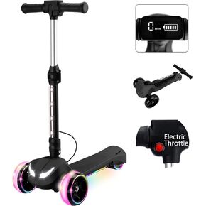 Scooter 24V الكهربائي للأطفال مع 150 واط محرك قوي ، خنق الإبهام ، شاشة LCD ، سطح جذع للضوء وعجلات ، 3 ارتفاعات قابلة للتعديل ، سرعة آمنة 5MPH ، 3 عجلة كهربائية الدراجات البخارية للأطفال
