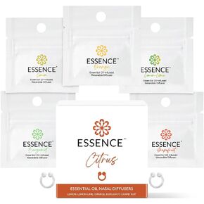 Essence Nasal Diffuser | Essential Oil Ring | Silicone Nose Inhaler Bundle Pack (Citrus)