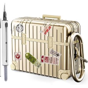 KOREDA for AirPods Pro 2nd/1st Generation Case Cover (2022/2019) with Cleaner Kit, Cute Funny Suitcase Protective Hard Case for Airpods Pro 2 Men Women (Champaign Gold)