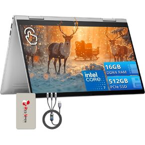 HP Envy x360 14" 2-in-1 FHD Touchscreen Laptop, Intel 7 150U, 16GB DDR4 RAM, 512GB PCIe SSD, Backlit Keyboard, Fingerprint Reader, Silver, Windows 11, 128GB Docking Station Set