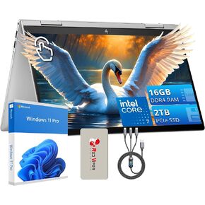 HP Envy x360 14" 2-in-1 FHD Touchscreen Laptop, Intel 7 150U, 16GB DDR4 RAM, 2TB PCIe SSD, Backlit Keyboard, Fingerprint Reader, Wi-Fi 6E, Silver, Win 11 Pro, 128GB Docking Station Set