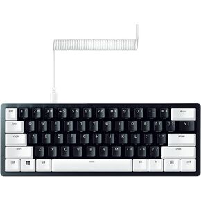 Razer Huntsman Mini 60% Gaming Keyboard + PBT Keycap + Coiled Cable Upgrade Set Bundle: Mercury White/Clicky Optical - Quartz Pink