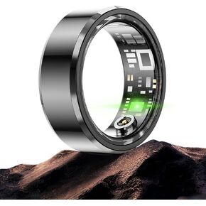 Smart Ring Bluetooth IP68 Waterproof Fitness Tracker, Health & Step Monitoring, Lightweight Sport Smart Rings for Men Women Gold US10