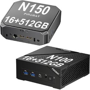 Intel Mini PC ، Model AK2 (Drak Gray ، N150 CPU ، 3.6 جيجا هرتز ، ذاكرة الوصول العشوائي 16 جيجا بايت ، 512 جيجا بايت SSD) ونموذج AM02 (أسود ، N100 وحدة المعالجة المركزية ، ذاكرة الوصول العشوائي 16 جيجا بايت ، 512 جيجا بايت SSD)