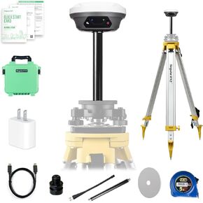 E1 Lite and Survey Tripod, High Accuracy GNSS GPS Receiver for Surveying, Drone Mapping & RTK Rover, FCC Certified, Compatible with Third-Party GNSS RTK Receivers