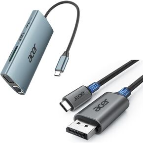 Acer 9-in-1 USB C Hub Bunlbe with USB C to DisplayPort 4K@60Hz Cable 6.6FT