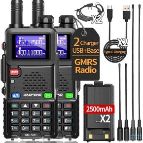 BAOFENG Radio GMRS Handheld Radio Long Range Rechargeable GM-5RH 999 Channels Walkie Talkies with NOAA Weather Receiving,GMRS Repeater Capable,Copy Frequency,2500mAh Battery,USB-C Charger,2Pack