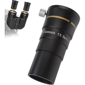 Astromania Stereo Binocular Viewer for Telescopes - Bundle with - 1.25" 4-Elements 5X Barlow Lens