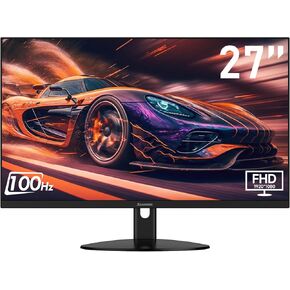 27 Inch Monitor, FHD 1080P 100Hz Frameless, 99% sRGB, 1ms, Adaptive Sync Fast, Low Blue Light Eye Care, HDMI VGA, VESA, Tilt Adjustable