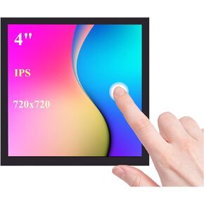 4inch DPI LCD Square Capacitive Touch Screen Compatible with Raspberry Pi 5/4B/3B+/3B/2B/Zero/Zero W/WH/Zero 2W, 720x720 Resolution, IPS Display, Toughened Glass Cover Low Power Solution