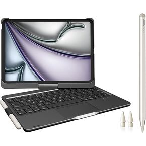Wireless Keyboard Case with Trackpad + Stylus Pen for iPad Pro 11 inch 5th Gen M4 2024