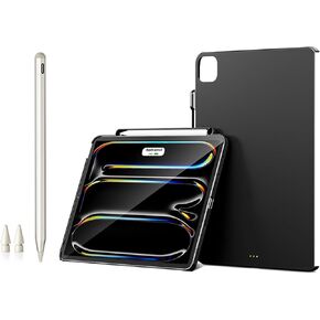 Magnetic Case with Pencil Holder + Stylus Pen for iPad Air 13" M3&M2 and iPad Pro 12.9" (6/5/4/3rd Gen) and Magic & Smart Folio Keyboard