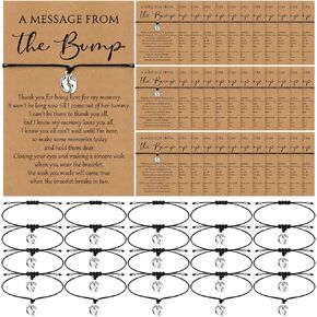 Thyle 50 Sets Baby Shower Favors for Guests 50 Adjustable Bracelets with 50 Message from the Bump Card Footprints Charm Baby Shower Bracelets for Gender Reveal Thank You Gifts (Flower)