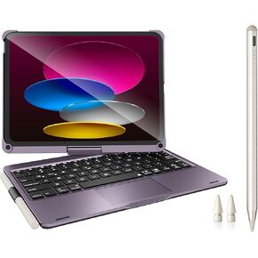 Wireless Keyboard Case with Trackpad + Stylus Pen for iPad 11th Gen (A16), iPad 10th Generation