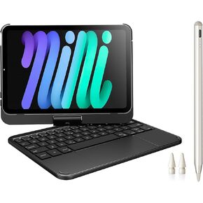 Keyboard Case with Trackpad + Stylus Pen for iPad Mini 7th Gen 2024 (A17 Pro)/ iPad Mini 6th Gen 8.3 inch