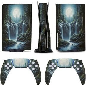 Painting Waterfall Full Moon for Model 5 Skin Accessories Cover Skins Anime Vinyl Cover Sticker Full Set for Model5 Disc Edition