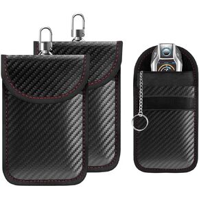 2PCS Car Key Faraday Pouch, RFID Signal Blocking Key Pouch, Carbon Fiber Key Faraday Bag Pocket, Car Accessories (Small)