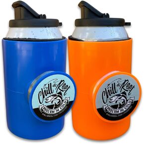 Chill-N-Reel Blue & Orange Duo: Fishing Can Cooler Combo Includes Highly Rated Blue and Orange Beer Can Coolers for Fishing (from Shark Tank)