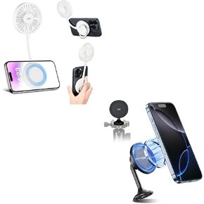 Kiorafoto Cell Phone Fan + Phone Tripod Mount ：Magnetic Cell Phone Fan with Magnetic Phone Tripod Mount Adapter