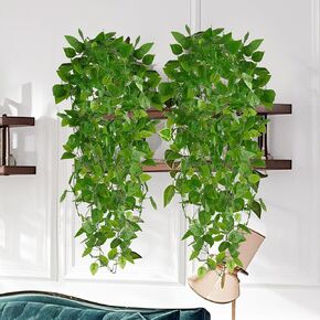BonBloom's 4PCS Fake Hanging Plants 3.6ft Artificial Hanging Plant Greenery Ivy Vine Faux Pothos for Home Garden Office Party Balcony Wall Indoor Outdoor Decoration