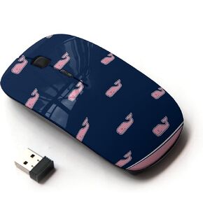 [ Optical 2.4G Wireless Mouse [ Whale Pattern Blue Pink Minimalist Clean ]