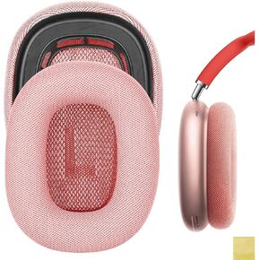 Geekria QuickFit Protein Leather Replacement Ear Pads Compatible with Apple Airpods MAX Headphones, Repair Parts (Pink)