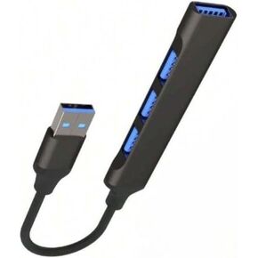 4 Ports Slim Multi Splitter USB 3.0/Type C Power Port, Expander for Laptop, for Mouse, Keyboard, Flash Drive, Xbox, PS5, Desktop PC, and More (USB Hub)