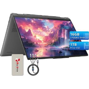 Lenovo Yoga 7i 2-in-1 Laptop, 16" WUXGA Touchscreen Display, Intel Ultra 7 155U, 16GB LPDDR5X, 1TB PCIe SSD, Backlit Keyboard, Fingerprint Reader, Gray, Windows 11, 128GB Docking Station Set