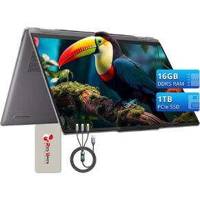 Lenovo Yoga 7 2-in-1 14" WUXGA Touchscreen Laptop, AMD Ryzen 7 8840HS, 16GB RAM, 1TB PCIe SSD, AMD Radeon 780M Graphics, Fingerprint Reader, Backlit Keyboard, Gray, Win 11, 128GB Docking Station Set