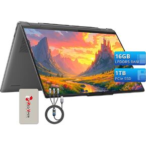 Lenovo Yoga 7i 2-in-1 Laptop, 16" FHD+ IPS Touchscreen, Intel Ultra 5 125U, 16GB LPDDR5 RAM, 1TB PCIe SSD, Backlit Keyboard, FHD Camera, Wi-Fi 6E, Gray, Windows 11, 128GB Docking Station Set
