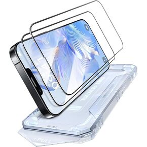 Unbreak Top 9H+ Glass for iPhone 15/16 Screen Protector 12FT Military Armor Shatterproof + Longest Durable, 1:1 Full-Coverage Tempered Glass, Auto-Align Fit Bubble-free, 2-Pack