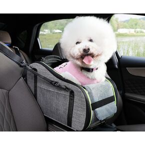 pecute Console Dog Car Seat Dog Armrest Booster Seat, Soft Pad Center Console Dog Car Seat for Puppy, Puppy Car Seat Pet Booster Seat with Safe Strap, Suitable for Small Dog up to13bls