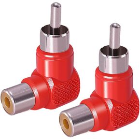2pcs RCA Male to Female Right Angle Coupler RCA 90degree Elbow Adapter for Extension AV/TV Audio Video Cable S/PDIF, Subwoofer, Phono, Composite, Component
